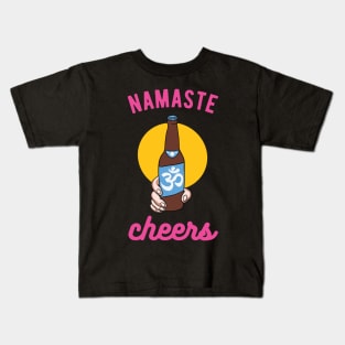 Namaste Cheers Beer Yoga Om Kids T-Shirt